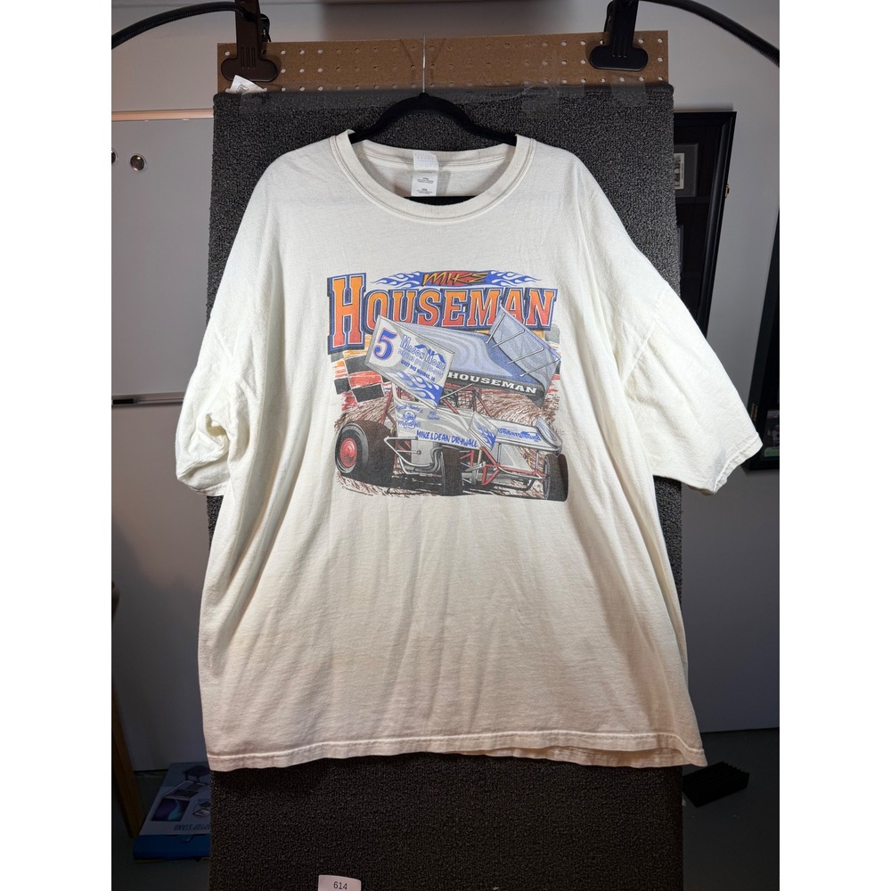 Gildan T-Shirt Mens 3XL White Mike Houseman Sprint Car Racing Graphic Tee